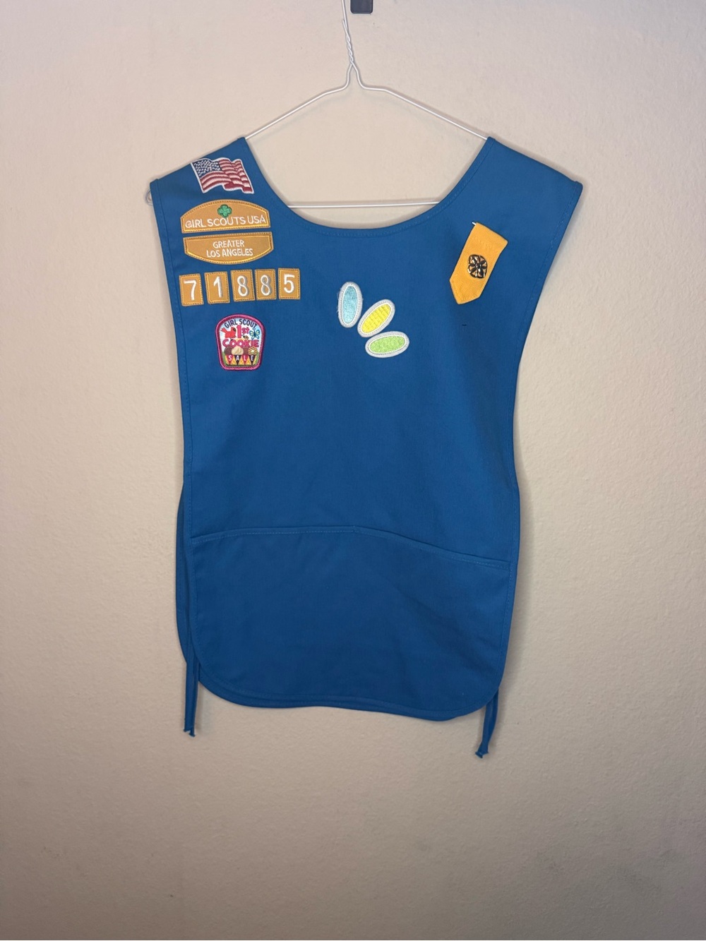 Girl Scouts Blue Tabard Vest with Sewn Patches